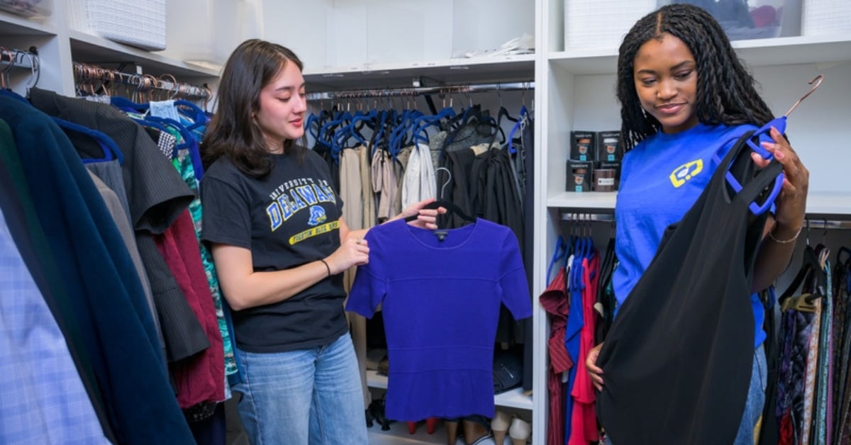 2025 students browsing clothing racks