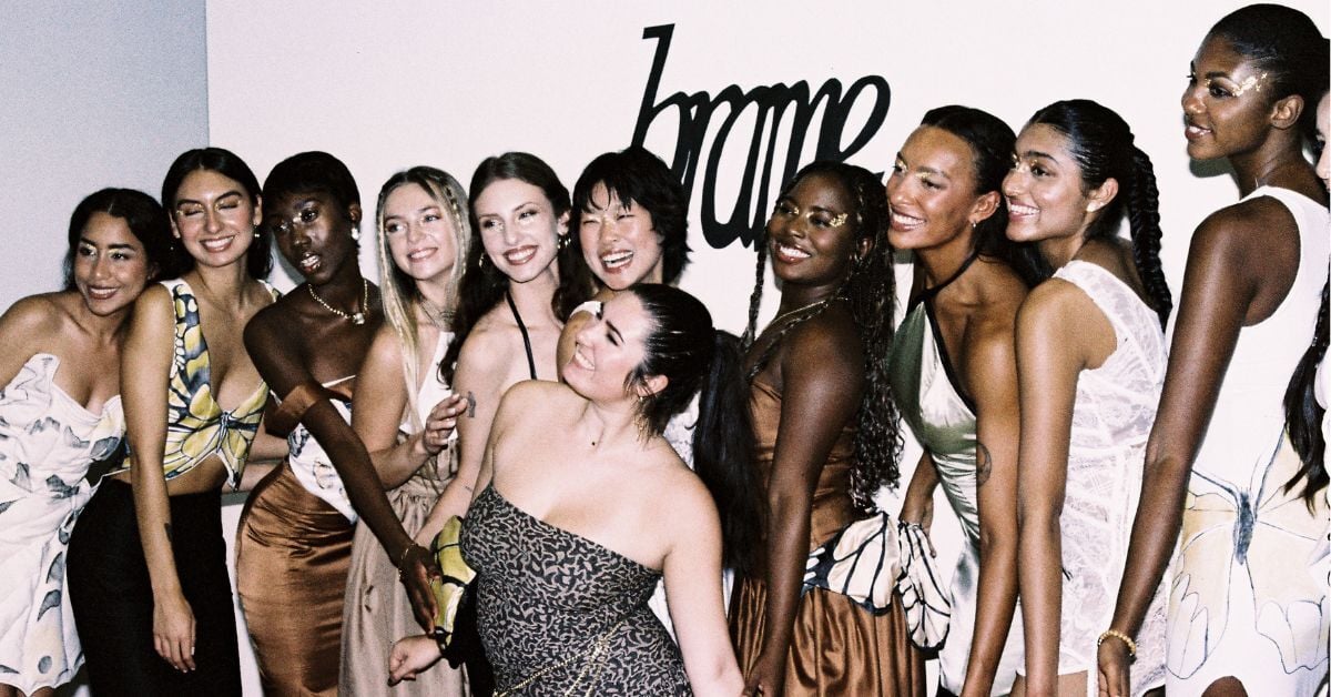 Annabelle with group of models wearing her dresses