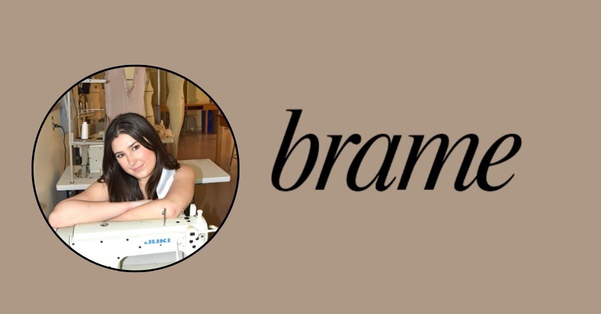 Annabelle with her sewing machine and her logo brame