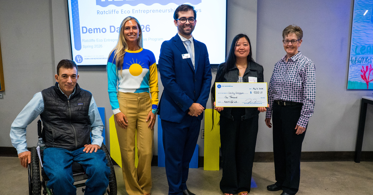 2026 REEF@UD Demo Day Third Place Cecily Duggan with Judges